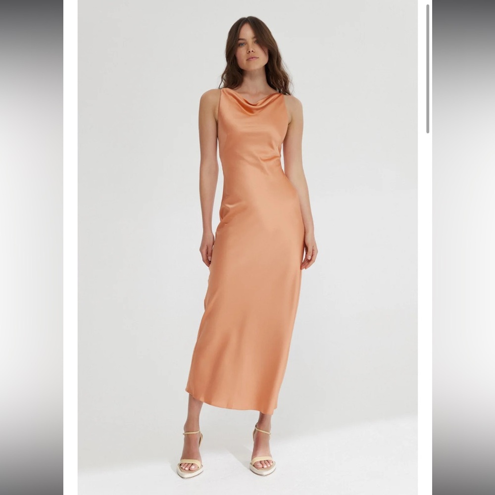 NWT Significant Other Aila silky satin maxi dress size 4 REVOLVE rust